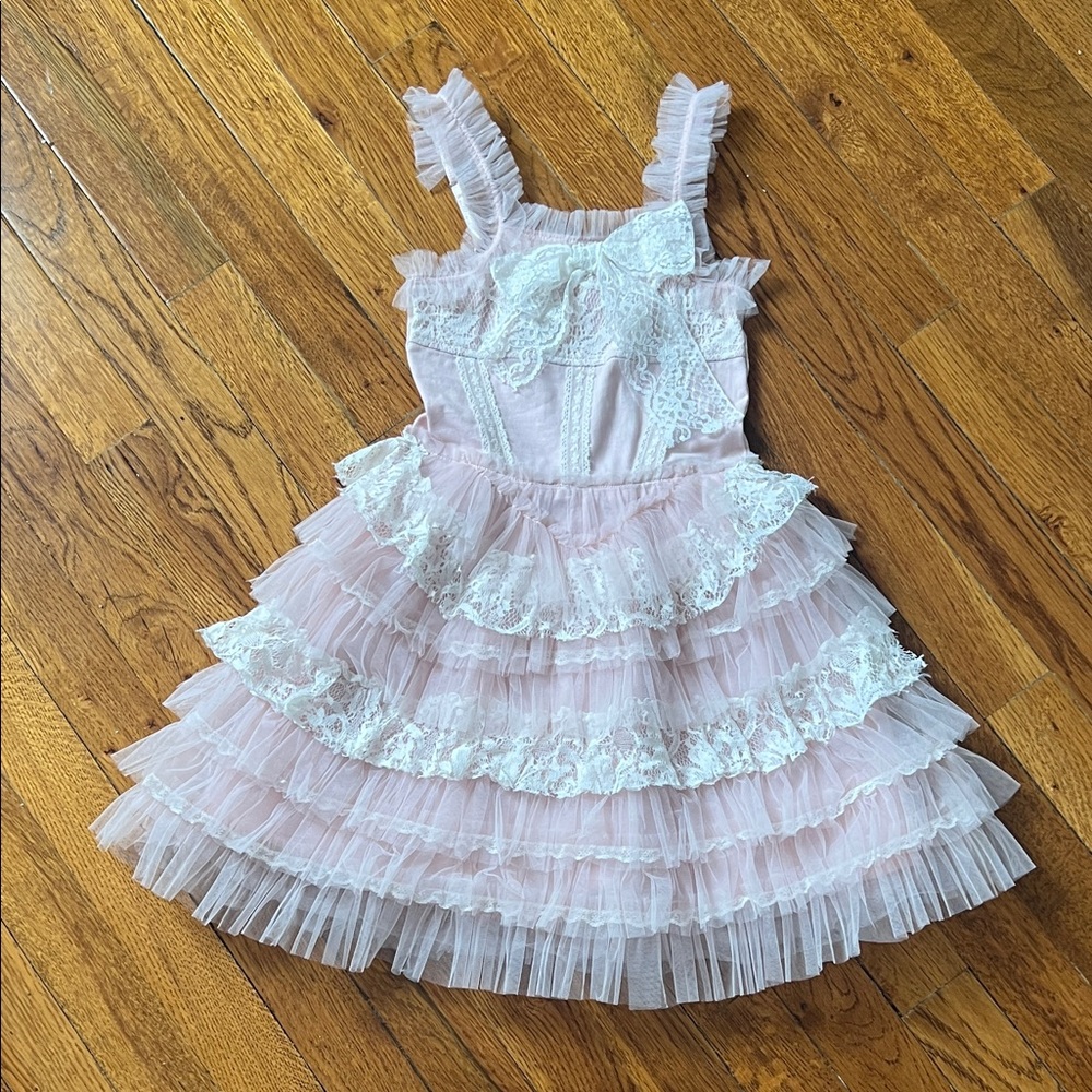 Pink Lace Tiered Dress